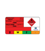 Asphalt warning sticker UN 1999 in Arabic and English – Centric safety label for hazardous material transport